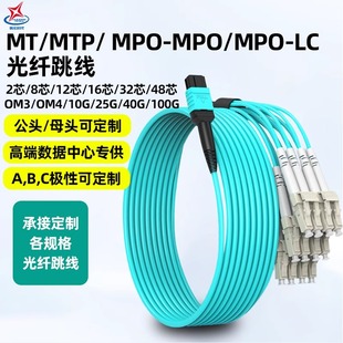 OM4一分二MPO转LC MT8芯12芯24芯48芯QSFP光纤模块连接线电信级 100G多模万兆OM3 辉宏时代MPO光纤跳线40G
