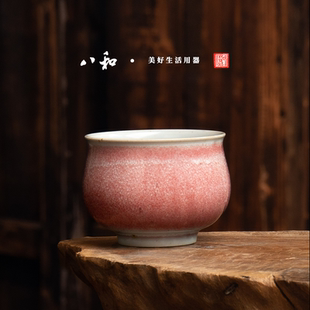 八和红汝系列文喜杯 传世汝窑与惊艳郎红相结合红釉难烧 汝瓷难成