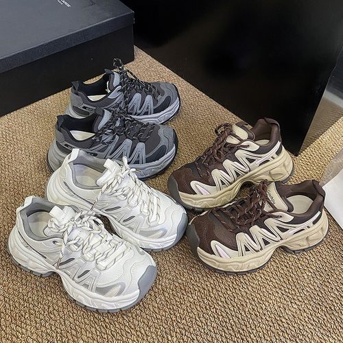 赵露思同款真皮厚底加绒老爹鞋女