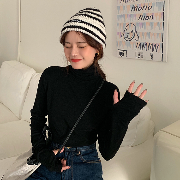 Control 3 real price real price winter Korean hands a thickened frosted hollow out design multi color high collar bottoming shirt