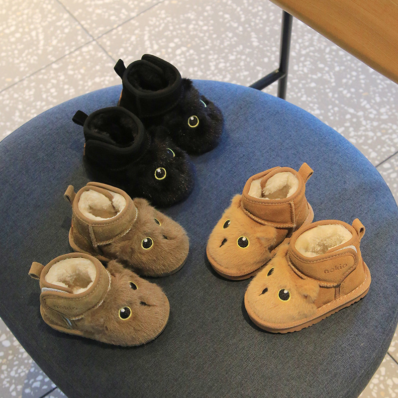 冬款纯色保暖儿童棉靴