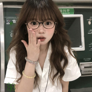 时尚 夏季 女2025新款 超好看白色短袖 百搭宽松休闲简约v领衬衣 衬衫