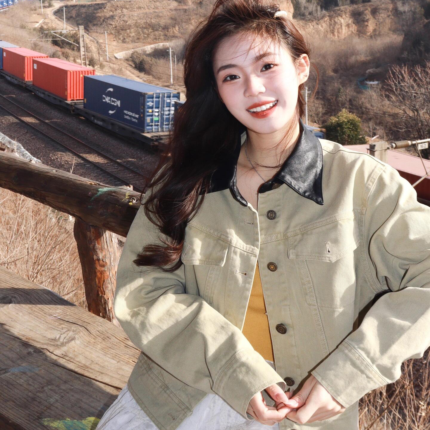 美式复古工装牛仔外套女2025秋季