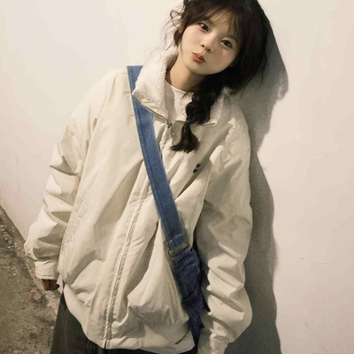 2025冬季新款学院风羊羔毛领棉服