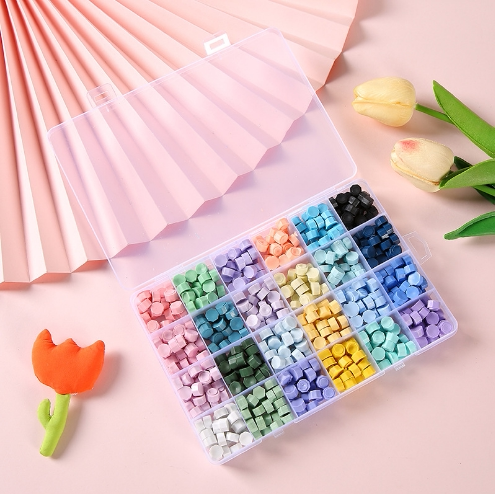 金源雾面10格24色格子八边形火漆颗粒蜡混色蜡粒炉子勺子