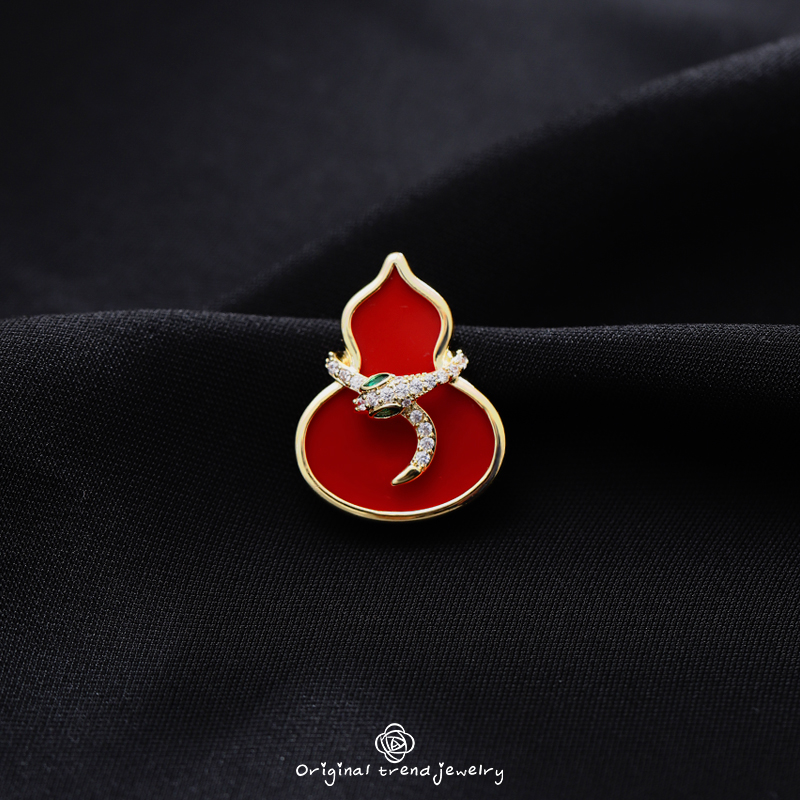 民族风女红色葫芦胸针女固定衣服
