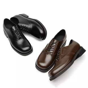 DBFIT棕色商务情侣鞋cleanfit方头休闲加绒德比增高通勤男女皮鞋