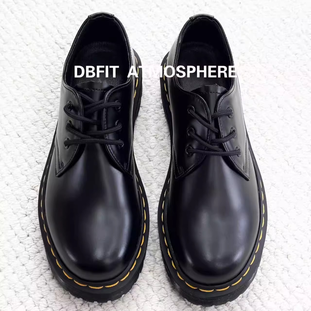 DBFIT马丁系列真皮开边珠朋克商务皮鞋增高耐磨松糕底学生男女款
