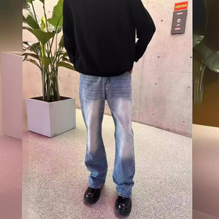 cleanfit波纹蓝牛必入ripple水洗闪电纹微喇牛仔裤bootcut长裤男