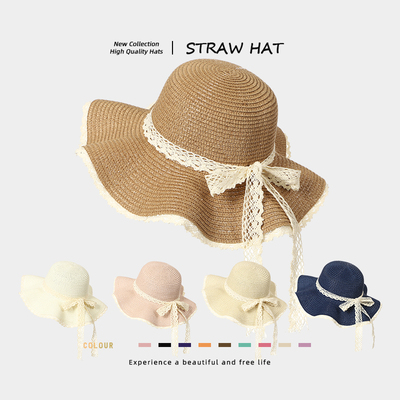 休闲百搭遮阳防晒蝴蝶结飘带草帽