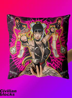 定制纹身直播粉色辣妹朋克暗黑女巫街霸olds chool花体字说唱抱枕