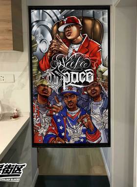 定制西海岸old school奇卡诺90s欧美hiphop嘻哈匪帮硬核门帘