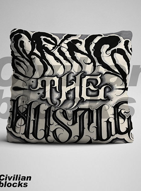 定制西海岸奇卡诺 hip hop墨西哥olds chool经典花体字硬核抱枕