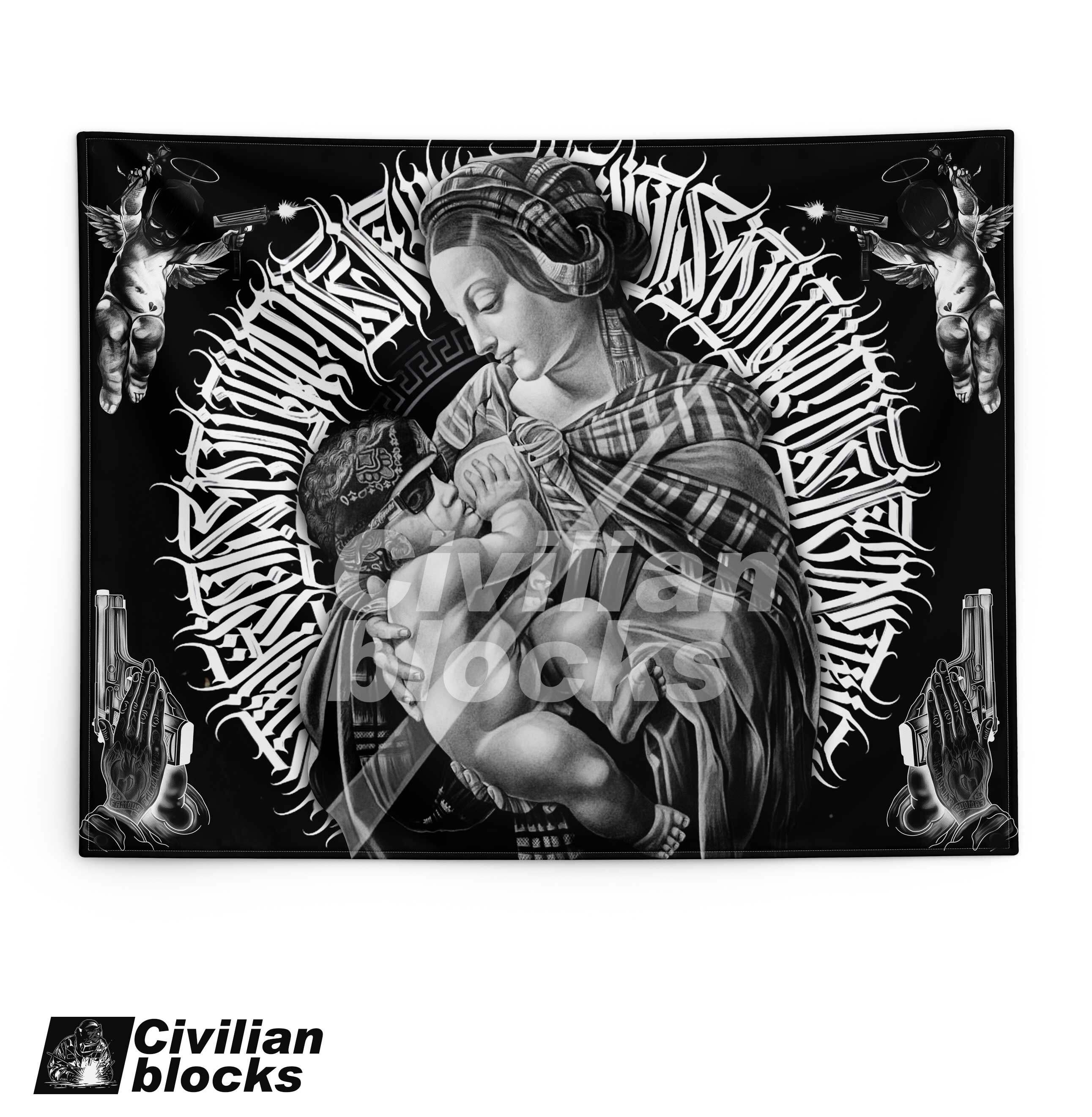 奇卡诺说唱西海岸花体字gta匪帮腰果花美金嘻哈hiphop背景布