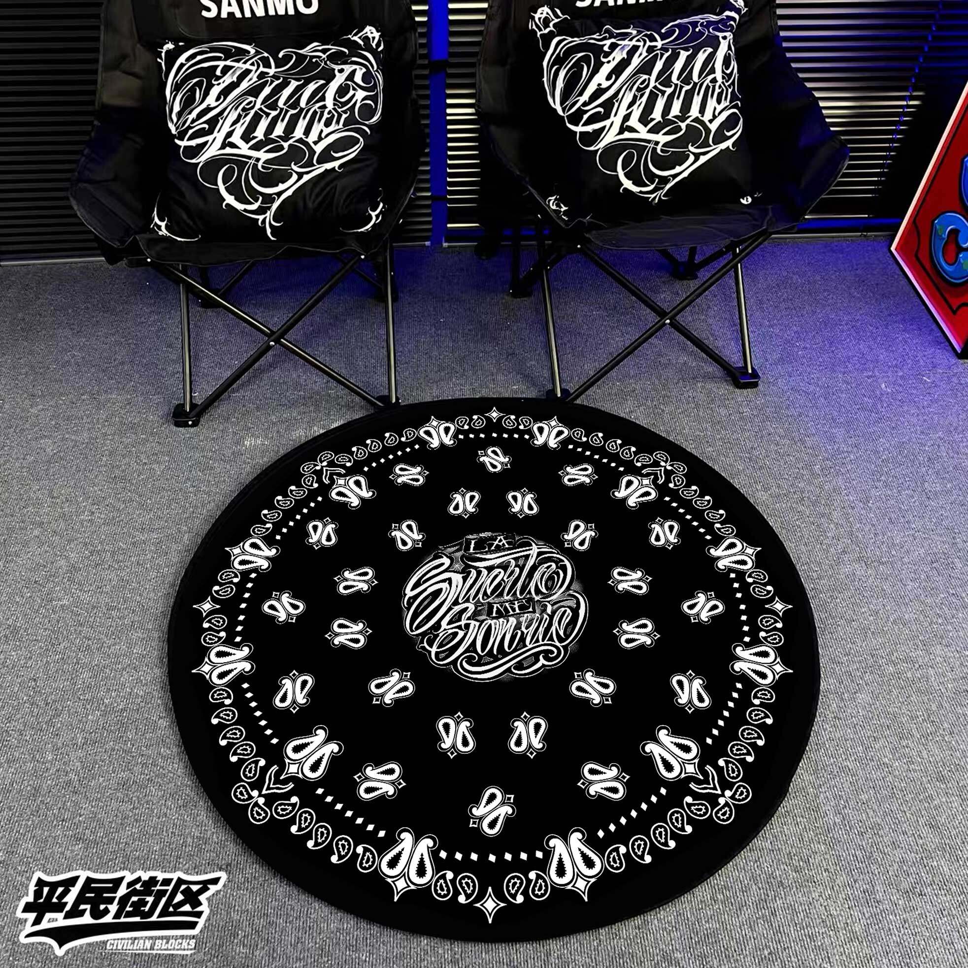 定制西海岸奇卡诺oldschool嘻哈hiphop腰果花复古花体字匪帮地毯