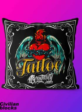定制欧美ins奇卡诺olds chool匪帮花体字直播纹身tattoo抱枕