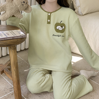 薄绒揭阳睡衣女款2025新款加厚秋冬季高级感珊瑚绒家居服可外穿