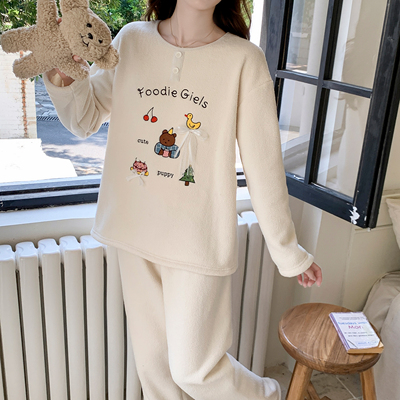 揭阳睡衣女款2025新款加厚套头秋冬季高级感珊瑚绒家居服可外穿