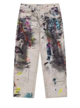 黑色圣诞树AC 25SS泼墨彩绘油画3D数码印花1981M直筒宽松牛仔裤