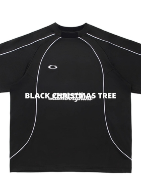 黑色圣诞树25SS 兰博63联名刺绣字母网眼针织运动球服T恤短裤套装