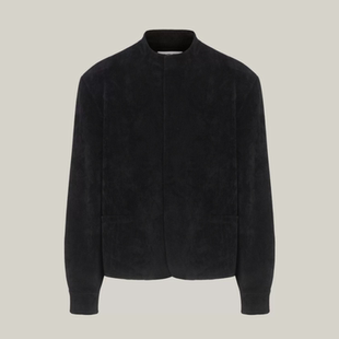 外套 兰花银扣垫肩复古水洗灯芯绒中山唐装 黑色圣诞树24FW 新中式