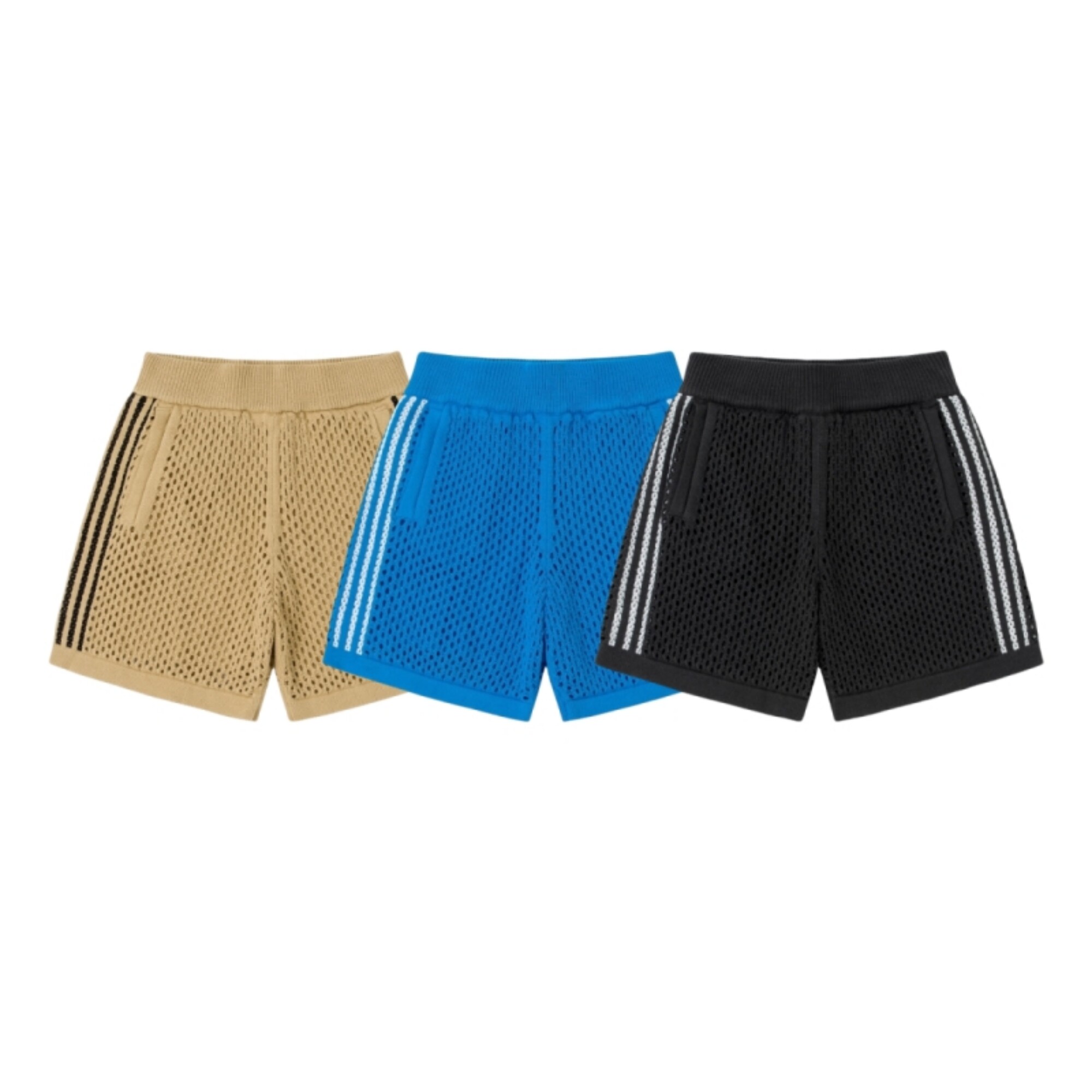 黑色圣诞树25FW定织三色镂空针织网眼运动短裤Jennie陈冠希同款