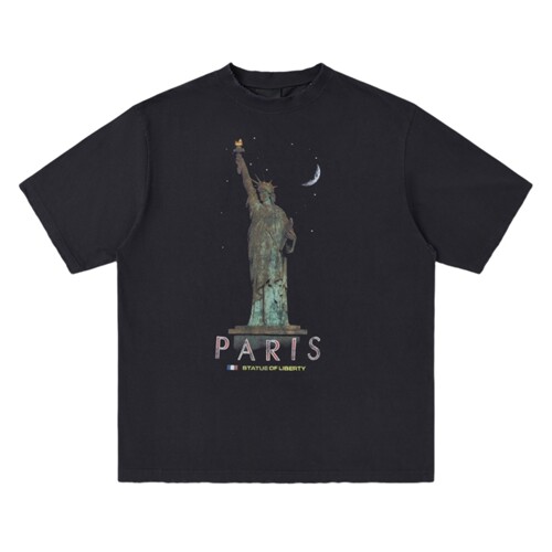 24SS自由女神秀款重破坏水洗T恤