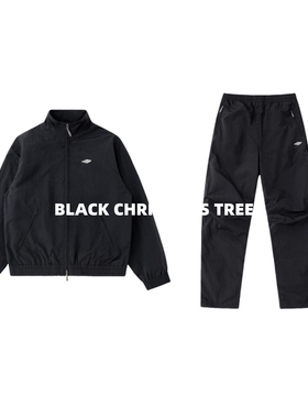 黑色圣诞树 3B SPORTS合身版廓形拉链刺绣尼龙夹克长裤Balla同款