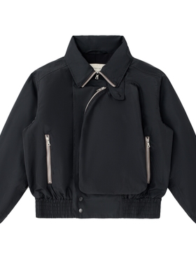 DVN 24FW重磅不规则弧形拉链三防涂层Cleanfit尼龙夹克棉服外套