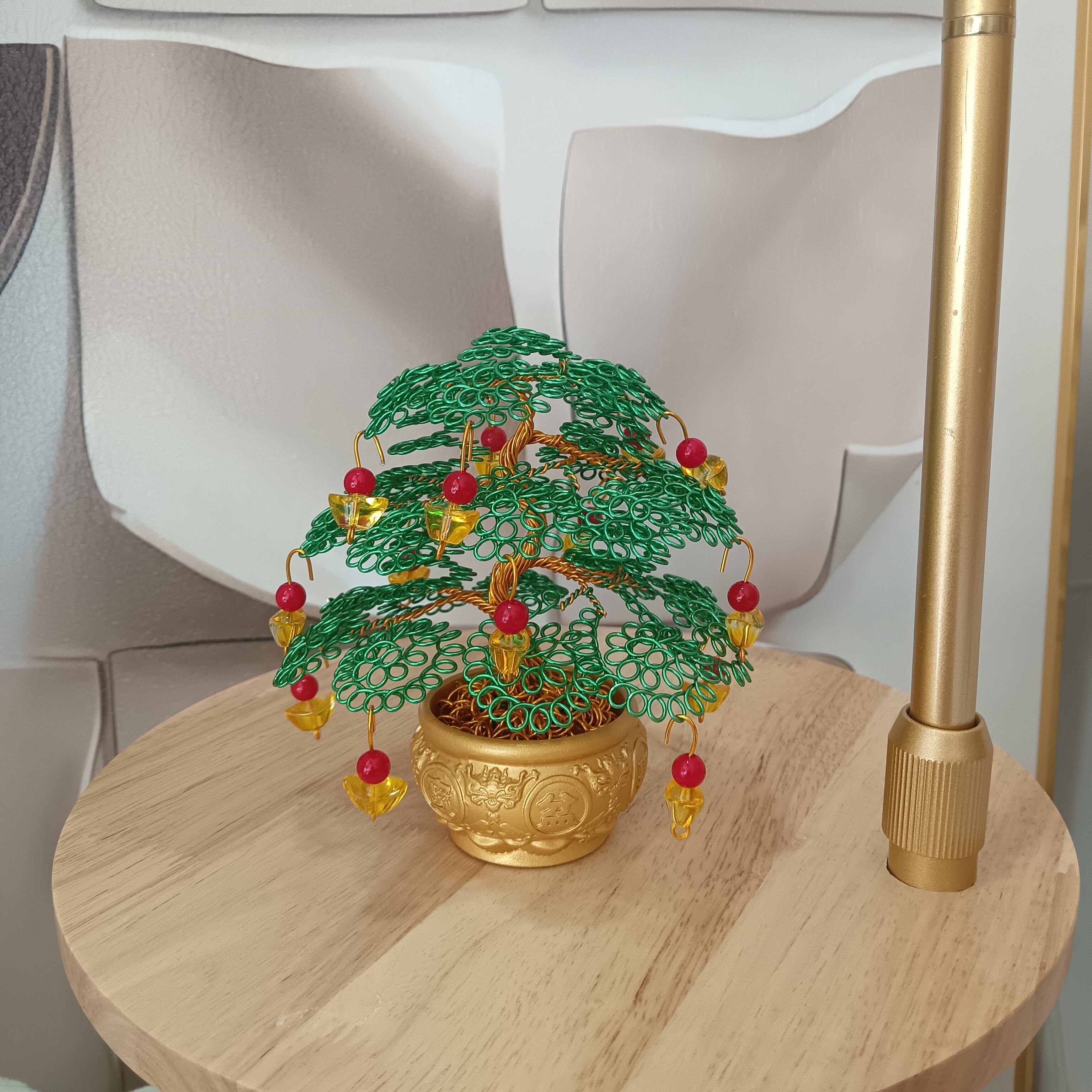 《绿色》铝丝手工发财树吉祥物创意工艺品聚宝盆书房摆件摇钱树