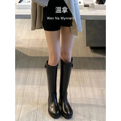 全牛皮ANN骑士靴真皮平底高筒靴网红长靴不过膝靴长筒马靴女皮靴