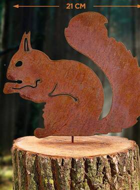 现货Rulsty 件Suirre花园q装VUD饰生锈的松鼠室外摆铁艺工艺品