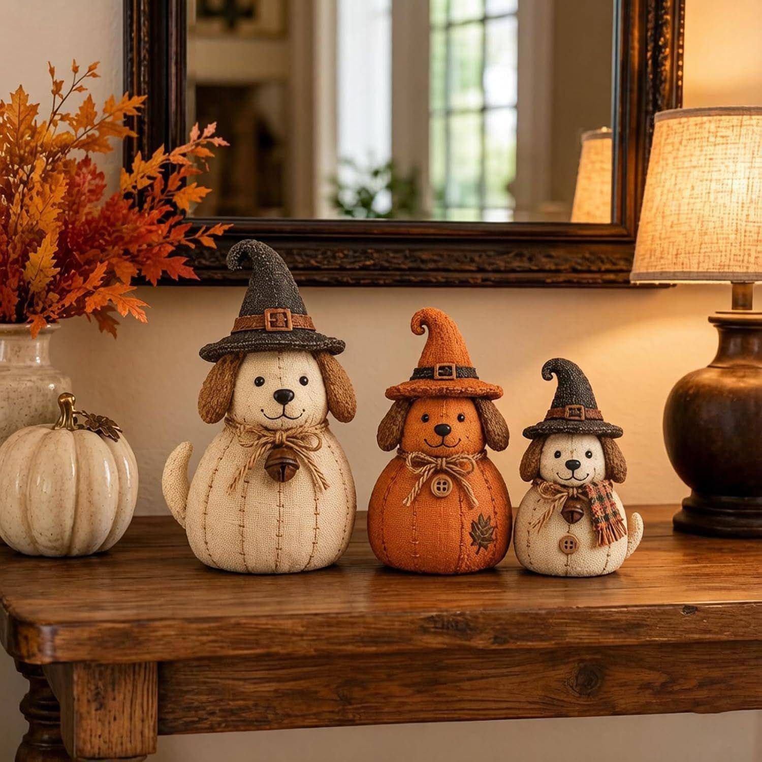 新品Vintage Witch Cat & Dog Decor Set复古猫狗小摆件