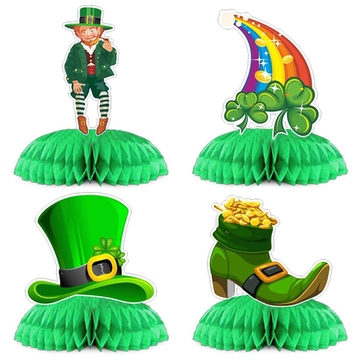 4件套 爱尔对兰节主题派装饰蜂m窝球摆件 1c蜂5巢UDF幸运草帽子桌