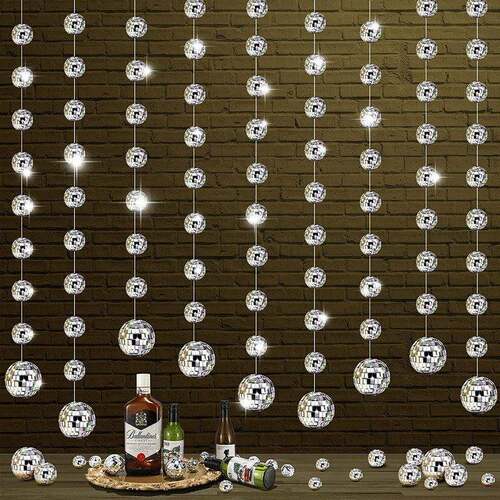 Disco镜面球挂串disco主题生日派对新品镭射圣诞球挂件装饰品