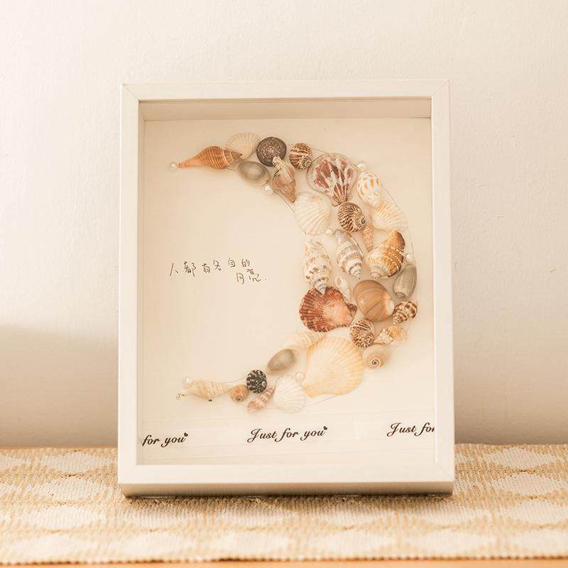 中贝空立体干花相D海IY壳干花相框螺装饰画框框裱自装中空5蝴蝶标