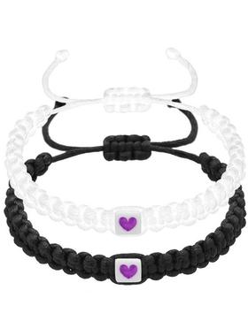 简约多色桃心爱心手工编织情侣手链低价