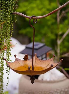 食器Tro跨界流形行伞鸟食器花庭院吊坠鸟金NUU属园工艺品装饰