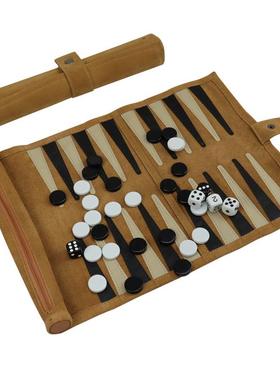 双棋西洋陆BD-901棋便携套装可卷收纳反绒皮户套  含黑白棋子桌游