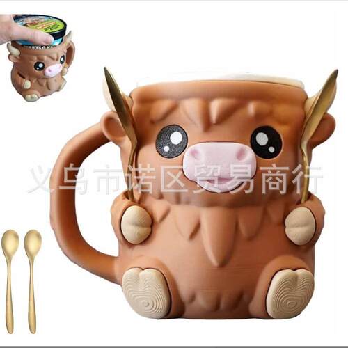 新品Highland Cow Ice Pint Holder地牛冰品脱架