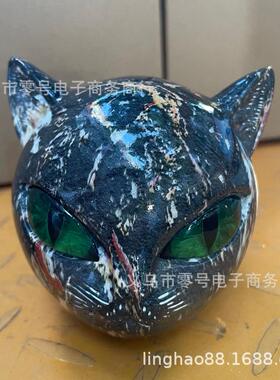 新款Luxury black cat figurine奢华黑猫摆件树脂猫石