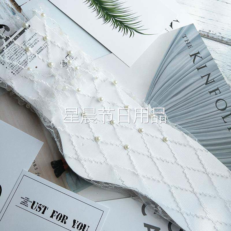 韩版夏季时尚清新透气花朵珍珠网纱袜 透明中筒堆堆袜对对袜