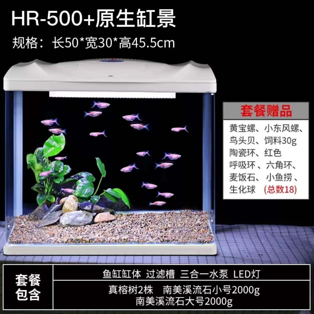 森森鱼缸水族箱玻璃桌面中型客厅免换水生态小型迷你金鱼热带鱼缸
