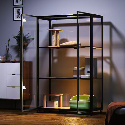 玻璃全景室内卷尾巴实木豪华猫屋