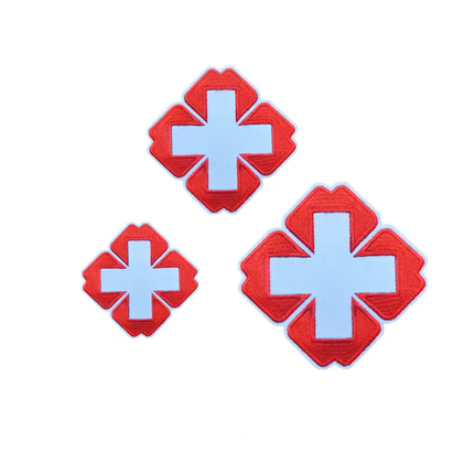 红十字刺绣医院诊所标志单位服装LOGO可缝可烫1/2精致绣花布贴