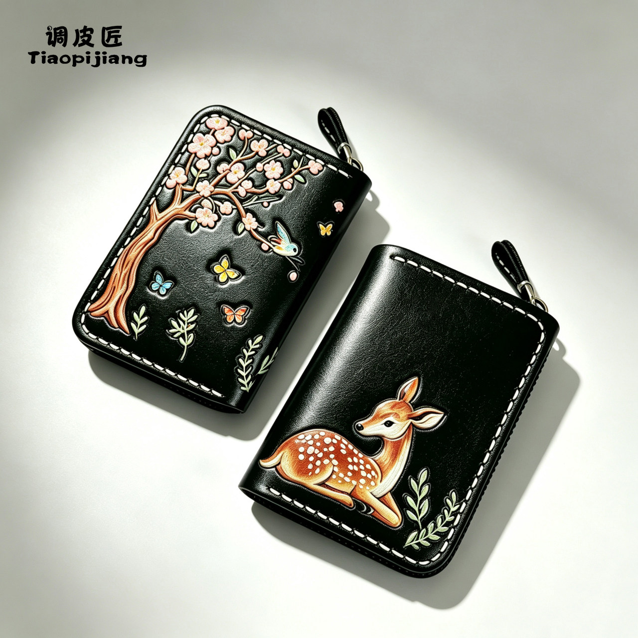 调皮匠卡包女真皮证件收纳包高端手工风琴包多卡位驾驶证皮雕卡套