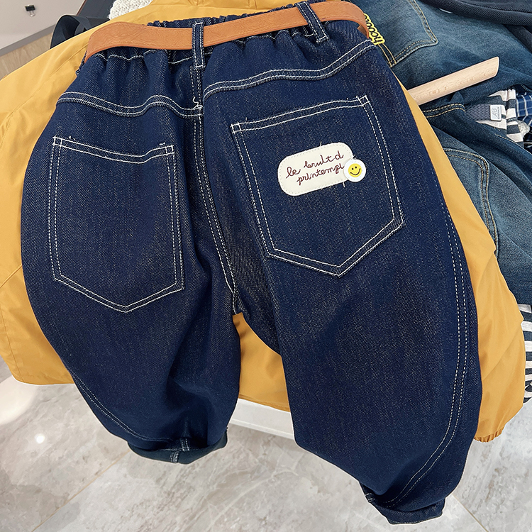 儿童冬季加绒一体绒高克重牛仔裤