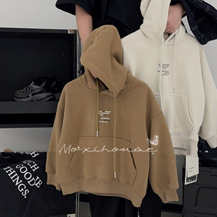 2025秋冬男童女童净色干净纯棉一体绒加绒卫衣连帽百搭洋气上衣潮