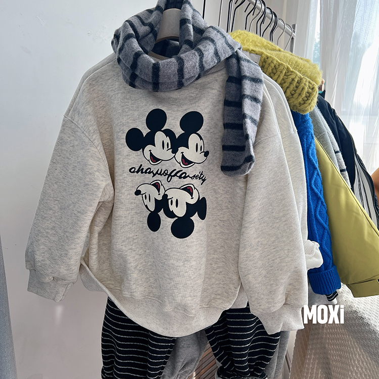 儿童围脖卡通加绒米奇卫衣冬季