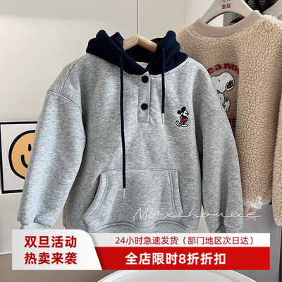 儿童冬季加绒加厚一体绒卫衣潮